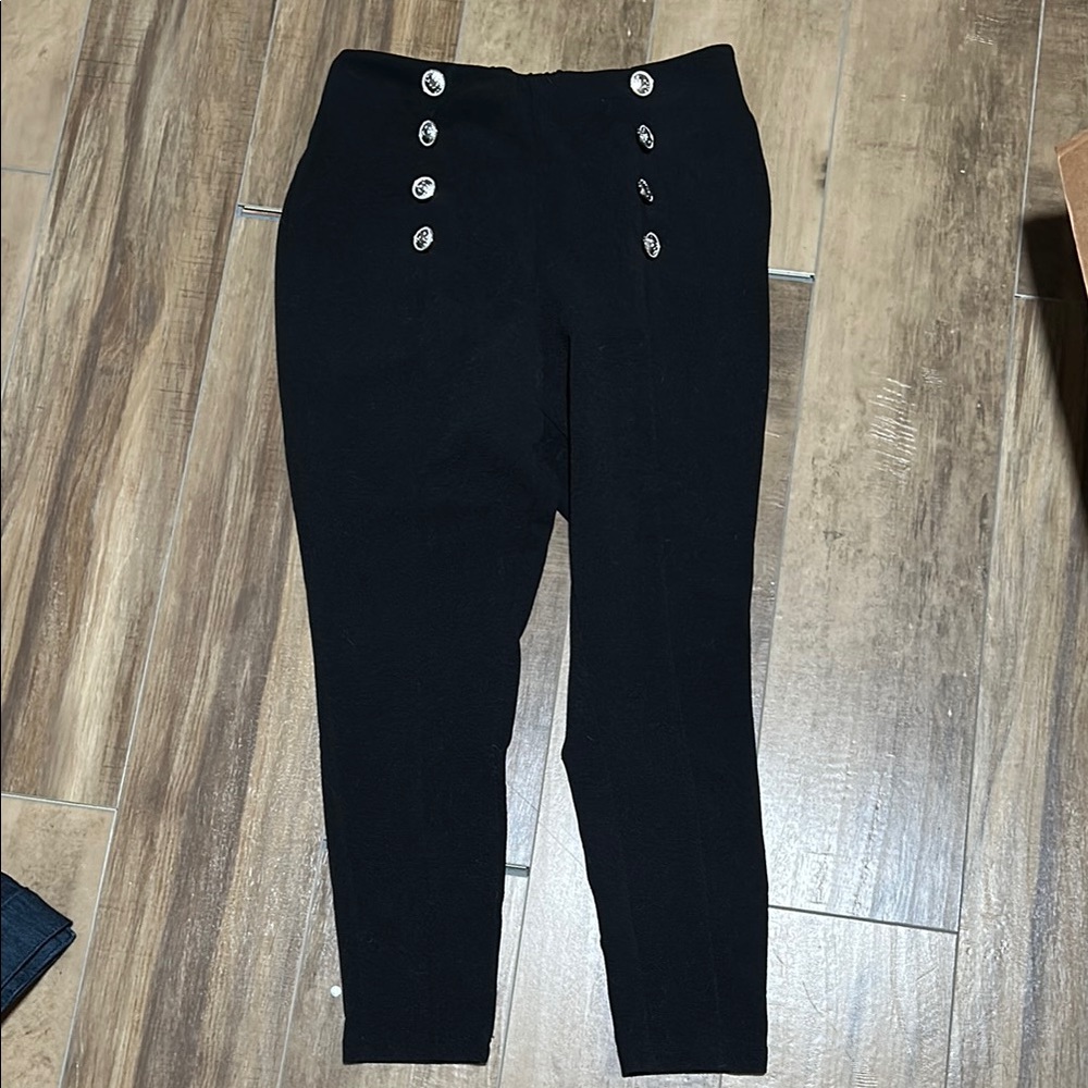 SHEIN Curve Black High-Waisted Button Pants